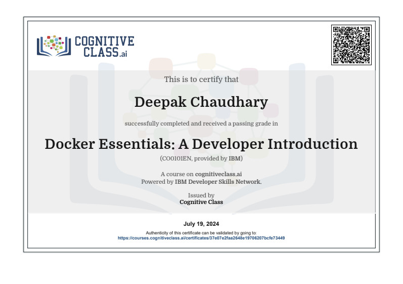 Docker Essentials Certificate